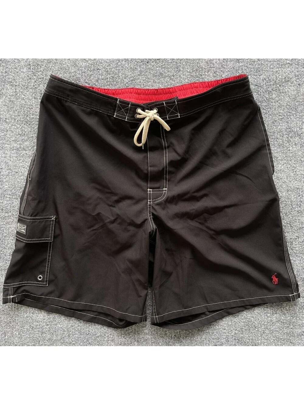 Polo Ralph Lauren Swim Trunks Men XXL Black Nylon Lined Beach Logo